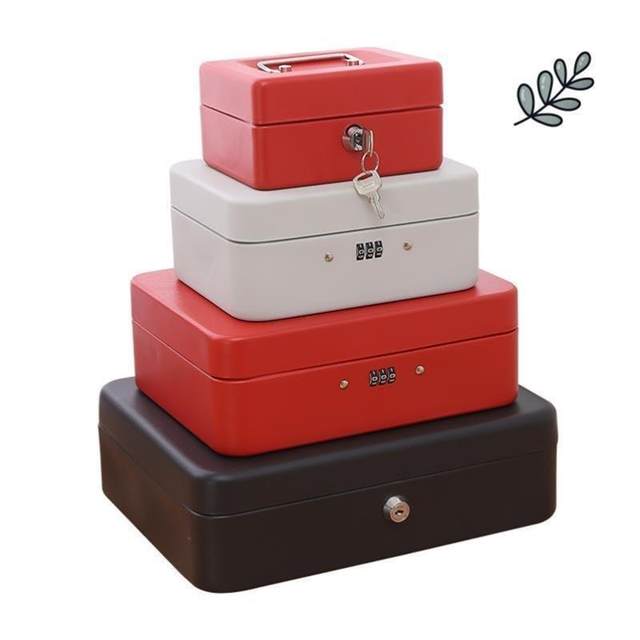New fireproof storage box with lock small storage box household ID safe small mini cash box handheld storage