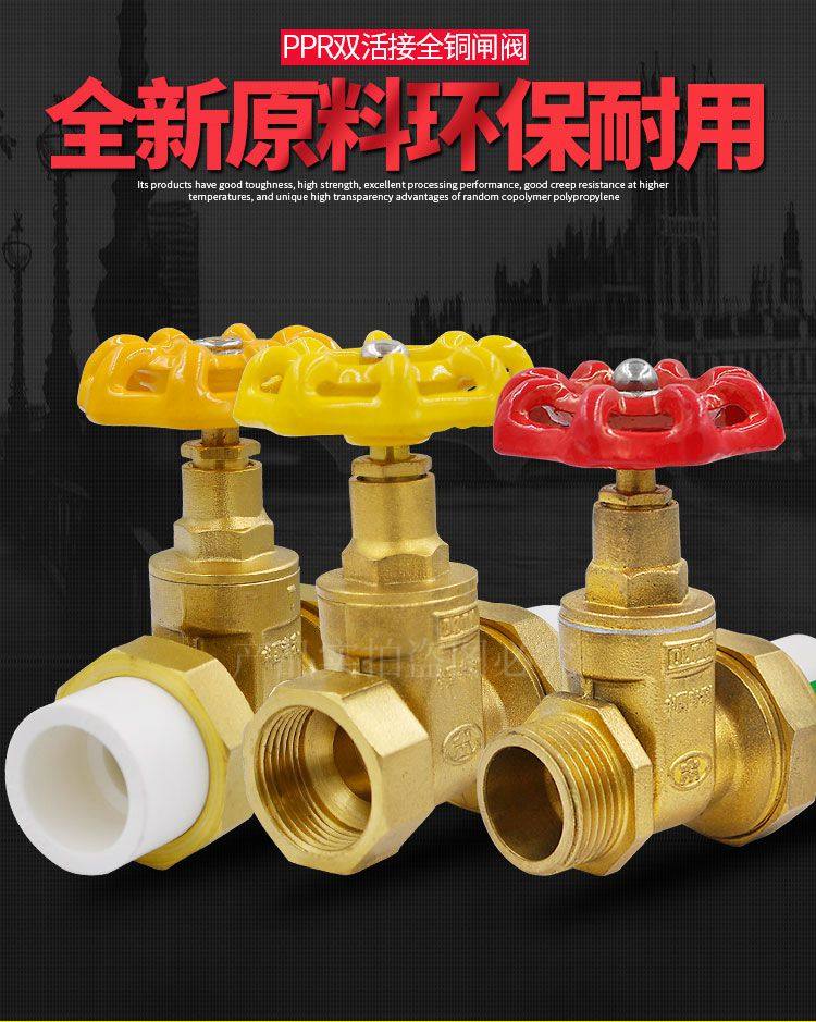 PPR铜闸阀 PPR阀门双头活接铜球截止阀门20 4分PPR水管管件配件_虎窝淘