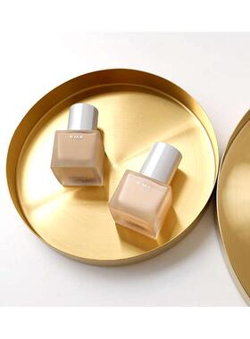 北欧轻奢金属托盘圆形家用放茶杯托盘香薰装饰摆件拉丝不锈钢茶盘