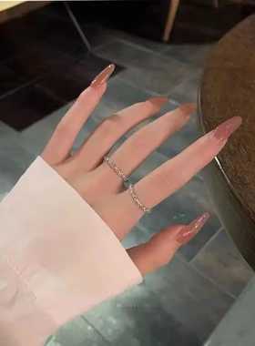 高级感水晶素圈戒指女冷淡风开口食指环小众设计轻奢2022年新款