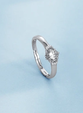 榕树下s925银镶钻情侣对戒戒指结婚订婚现场婚礼道具男女一对指戒