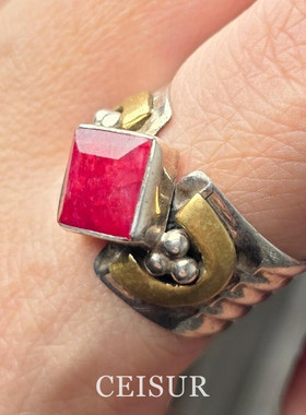 中古vintage做旧老钱风方糖戒指