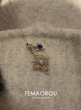 复古日系金色镂空花朵项链女