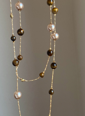 复古美拉德双层串珠项链女