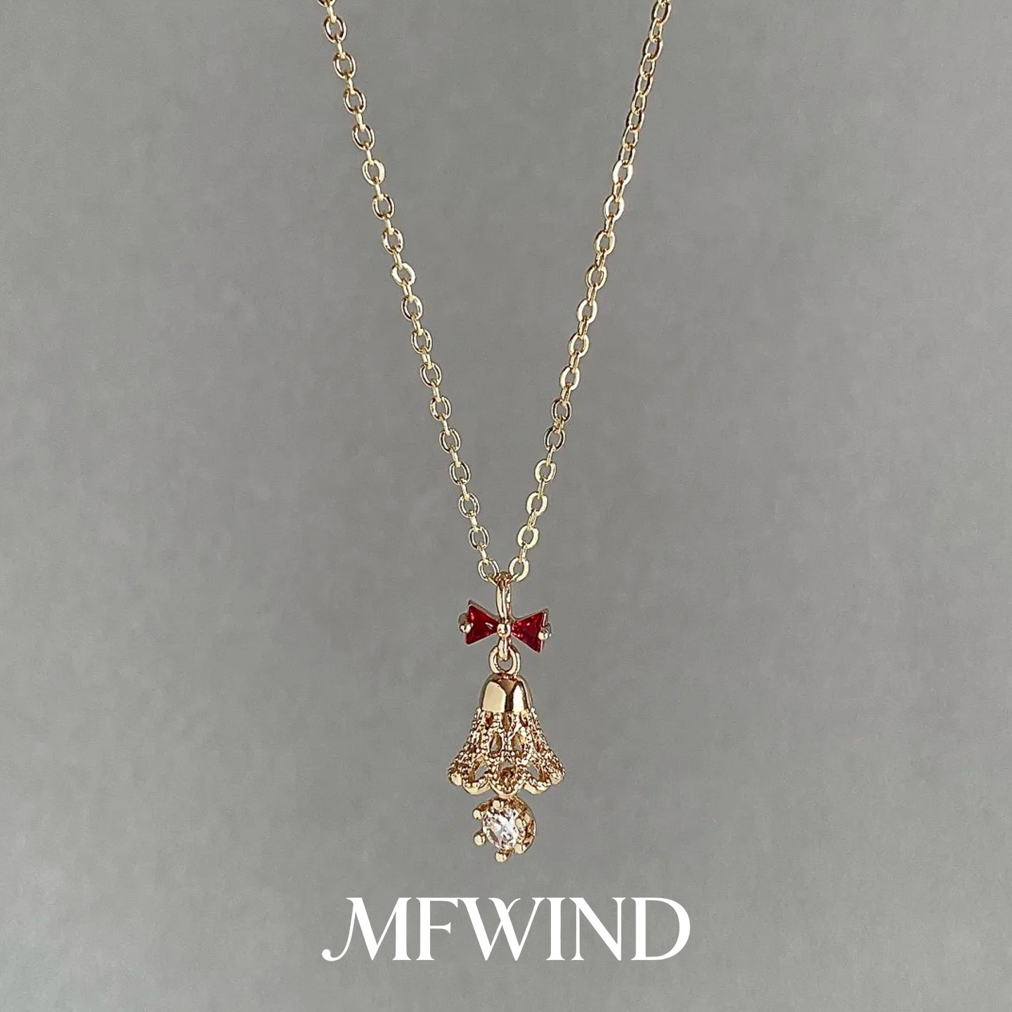 圣诞限定！金色蝴蝶结铃铛吊坠项链女精致独特漂亮轻奢毛衣链配饰,淘宝优惠券,粉丝福利购,淘宝优惠卷