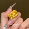 Retro gold lace texture wide ring for women