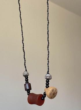 新中式国风仿玛瑙串珠项链女