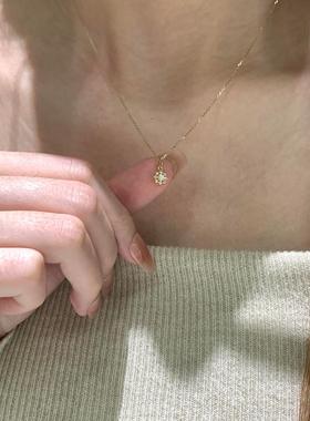 金色八芒星圆盘吊坠项链女