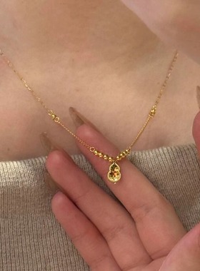 金色超闪串珠葫芦项链女颈链