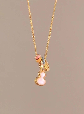 新年滴釉红色双面福禄葫芦项链女