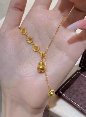 金色福牌葫芦流苏项链女颈链