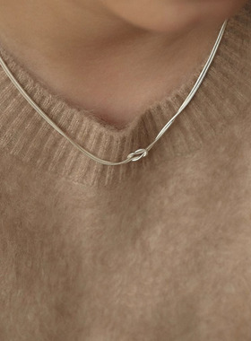 银白双层绳结项链女气质百搭颈链