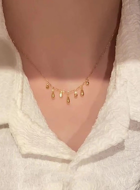 金色水滴流苏项链女颈链