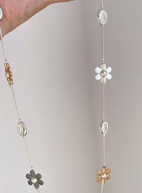 甜酷风撞色叠戴花朵项链女吊坠