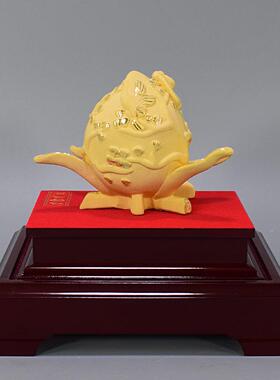 绒意沙金寿桃摆件长辈祝H960-2寿贺寿寿0 80大创礼品送老人生6日