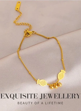 钛钢18k金色铃铛圆珠手链女2025年新款小众高级感不掉色手饰