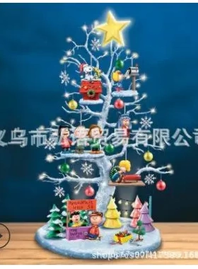 树脂发光桌面树圣诞老人牧羊人服装花生照亮的圣诞树树脂桌面摆件