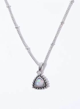 不锈钢天然蛋白石眼球项链文艺复古项链欧美保色