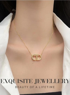 字母猪鼻子钛钢项链女轻奢高级感气质百搭小众设计锁骨链不掉色