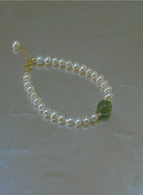 《青黛》石手链女in小众设计2025年新款珍珠闺蜜百搭转运珠