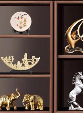 客厅书房酒柜装饰品新中式高档办公室柜子摆件高端家居书柜工艺品