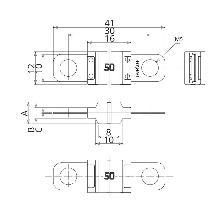 代替国外品牌小号叉栓式汽车保险丝座盒58V72V 20A30A60AA80A100A - 图1