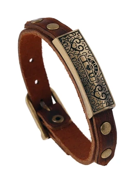 欧美风简约复古合男士牛皮手链饰品做旧效果男女真皮手链ss035