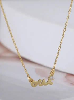 欧美饰品光面字母镶嵌小钻简约项链锁骨链女混批铜镀金女式S02858
