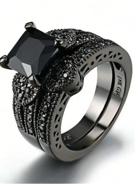 wish欧美 新款情侣锆石戒指女 镶钻简约时尚个性戒指男首饰合金