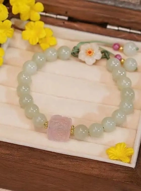 春仿玉石小桃花手链女串珠百搭草莓晶编绳小众设计手饰甜美SL0133