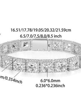 网球手链金色色6mm锆石翻盖扣古巴手链手镯爆款批铜微镶6.5英寸