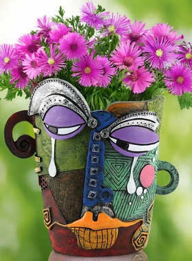 毕加索野兽派抽象人脸花盆种植盆栽花盆趣味装饰花树脂多肉花盆