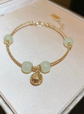 抖快音爆品天然和田玉铃铛手镯手链高级感个性闺蜜礼物轻奢女女式