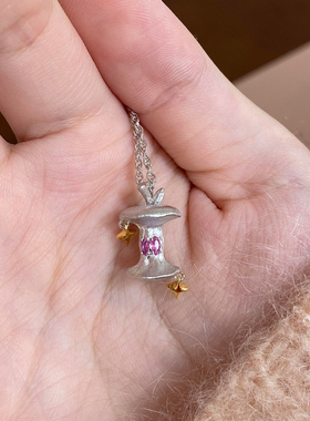 圣诞节拉丝苹果核星芒项链女