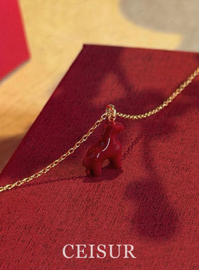 好运小马！红色滴油小马吊坠项链