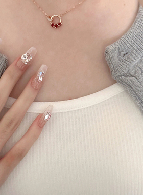 新年红色双环项链女配饰轻奢