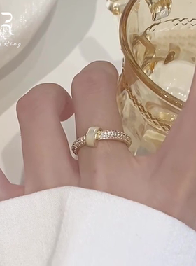 千金风超闪仿贝母圆环戒指秋冬