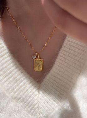 秋冬中古拉丝无事牌仿泡泡钻项链