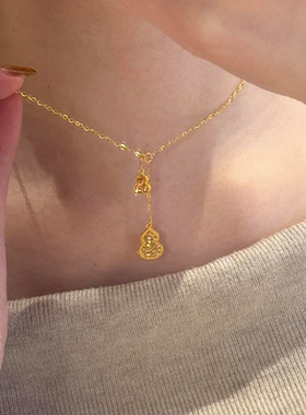 金色碎碎冰葫芦流苏项链女配饰