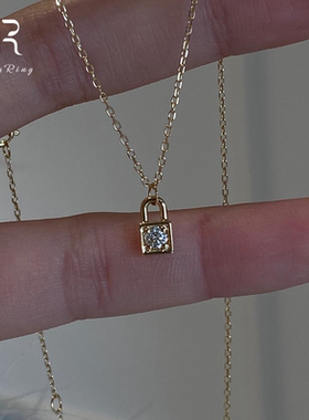 爆闪仿钻小锁头项链配饰