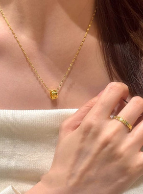 金色碎冰冰圆环项链女颈链