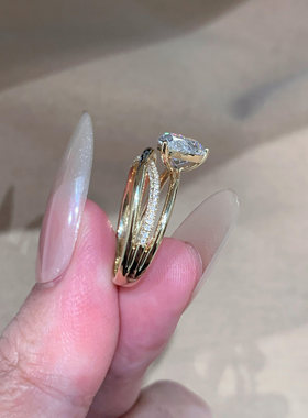 复古金色水滴仿锆石戒指小众设计