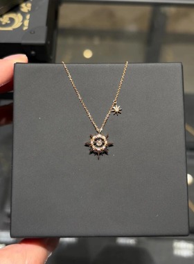 超闪旧星芒个性太阳花吊坠项链女