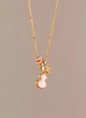 新年红色滴釉双面福禄葫芦项链