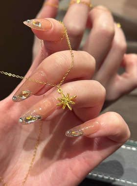 金色闪耀八芒星项链女颈链