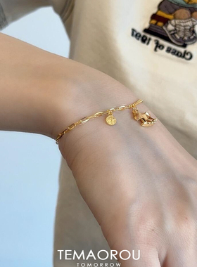 秋冬复古爆闪实心小木马吊坠手链