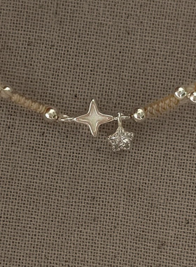 简约星芒银珠编绳手链轻奢小众