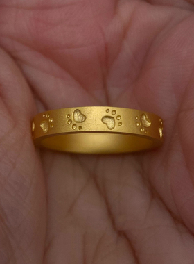 可爱小狗爪爪哑光戒指女