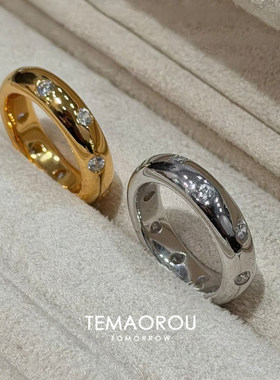 星点|金色亮面素圈戒指轻奢小众