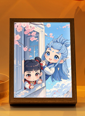 哪咤周边灯光画敖丙动漫桌面摆件画送礼物实用发光小夜灯装饰画